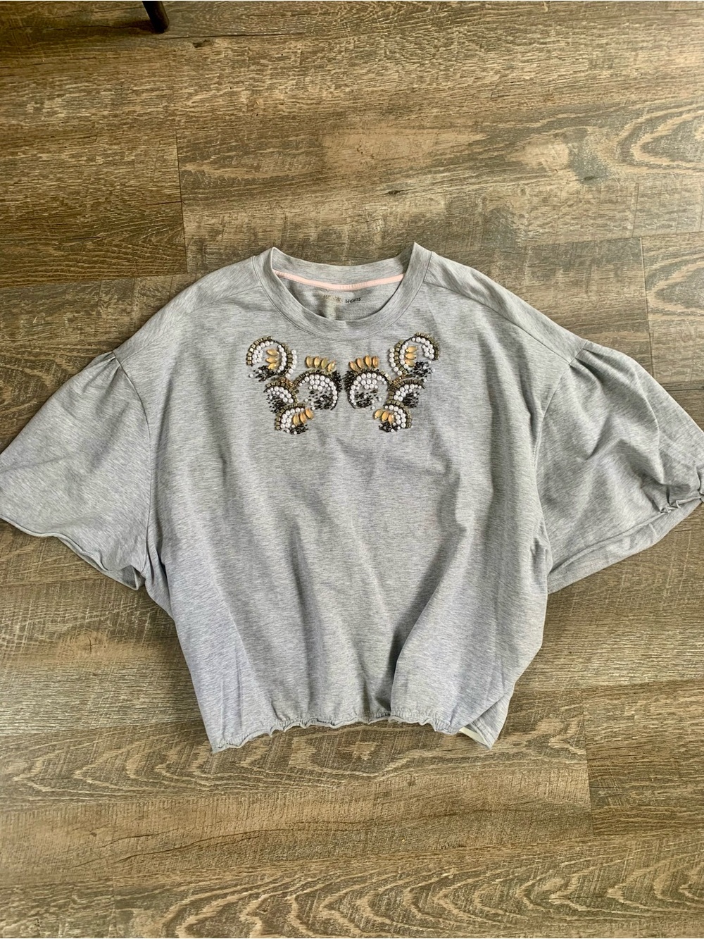 Embellished Marc Cain Sports Gray Women’s Short-Sleeve Top